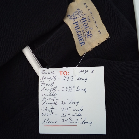 Vintage An Original by the House of Pilcher Black Blazer Dress Evening Jacket 8 - Picture 7 of 7